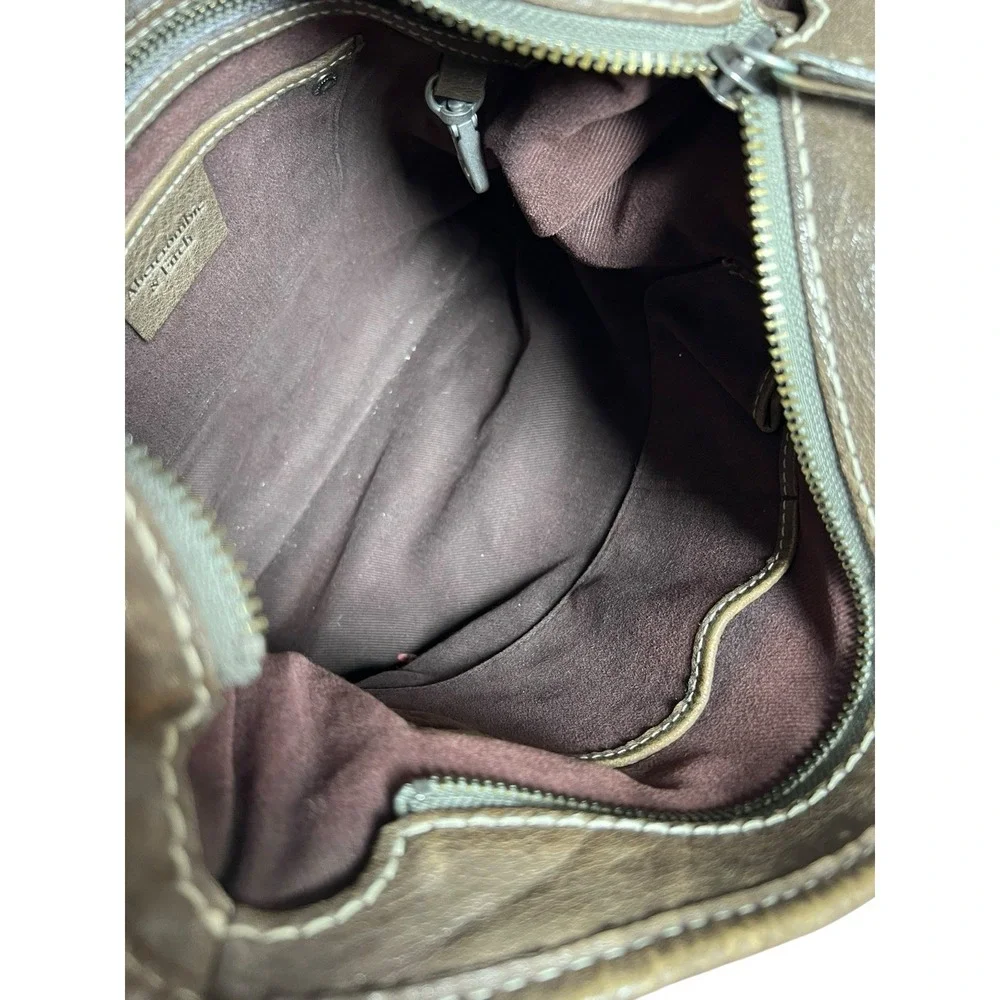 Abercrombie & Fitch Y2K‎ 00's Leather Hobo Shoulder Bag Slouchy Distressed Brown